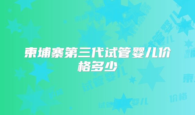 柬埔寨第三代试管婴儿价格多少