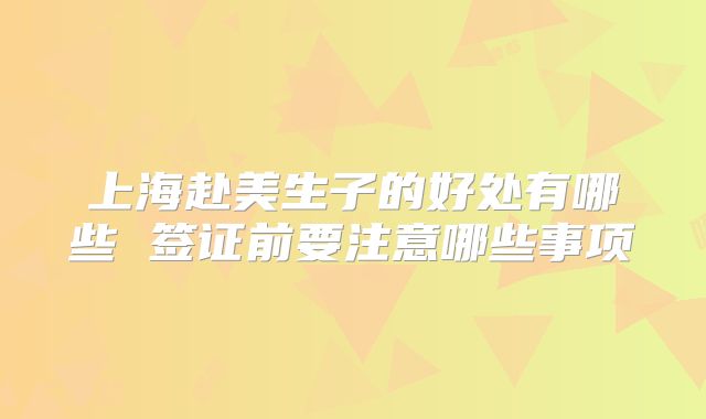 上海赴美生子的好处有哪些 签证前要注意哪些事项