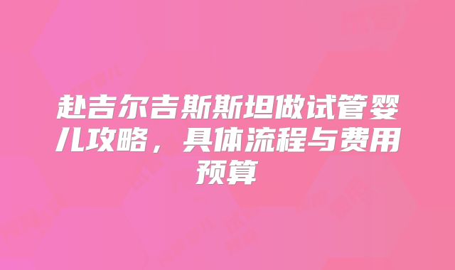 赴吉尔吉斯斯坦做试管婴儿攻略，具体流程与费用预算