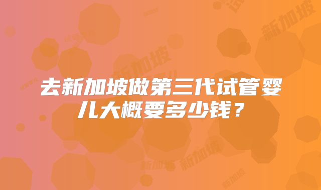 去新加坡做第三代试管婴儿大概要多少钱？