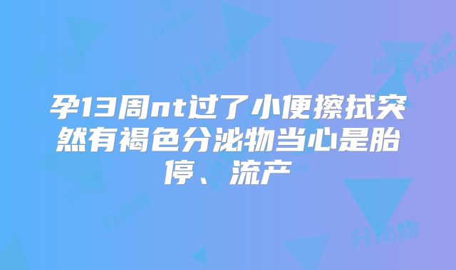 孕13周nt过了小便擦拭突然有褐色分泌物当心是胎停、流产