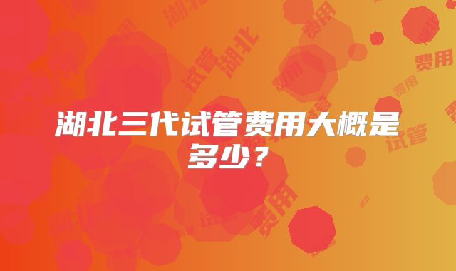 湖北三代试管费用大概是多少？