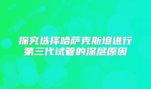 探究选择哈萨克斯坦进行第三代试管的深层原因