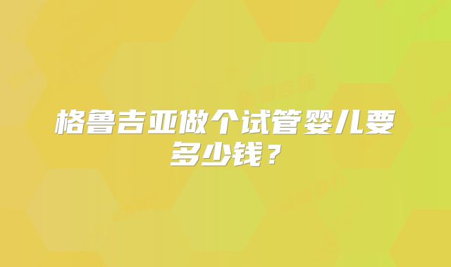格鲁吉亚做个试管婴儿要多少钱?
