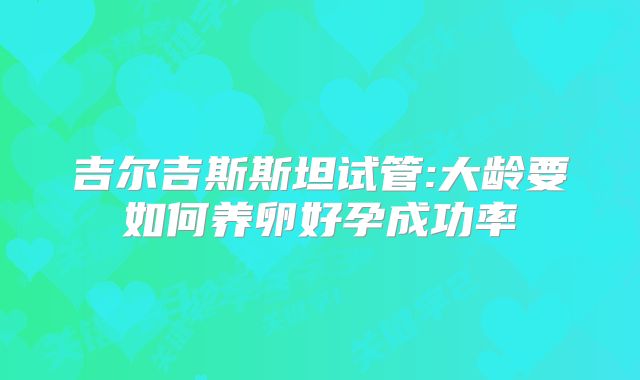 吉尔吉斯斯坦试管:大龄要如何养卵好孕成功率