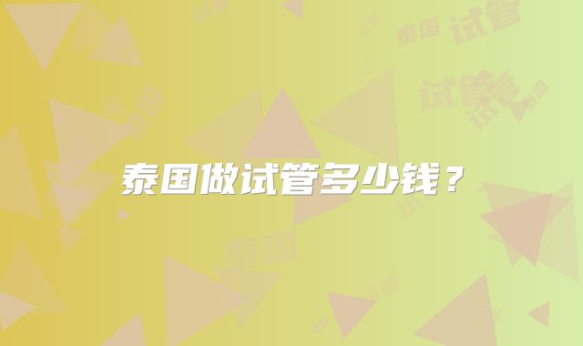 泰国做试管多少钱？