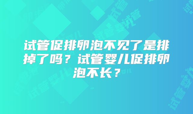 试管促排卵泡不见了是排掉了吗?试管婴儿促排卵泡不长?