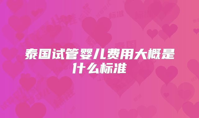 泰国试管婴儿费用大概是什么标准