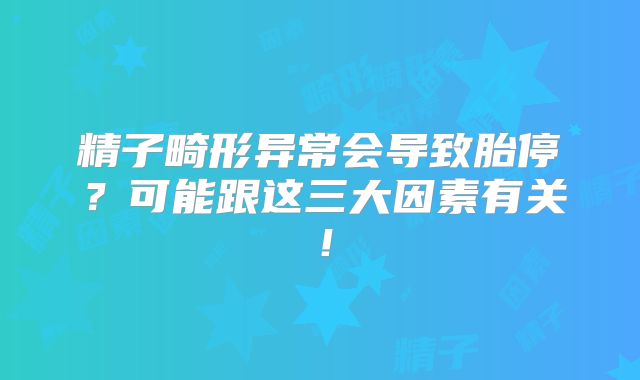 精子畸形异常会导致胎停？可能跟这三大因素有关！