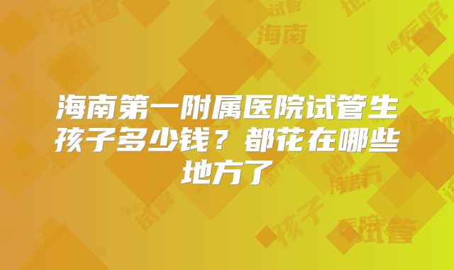 海南第一附属医院试管生孩子多少钱？都花在哪些地方了