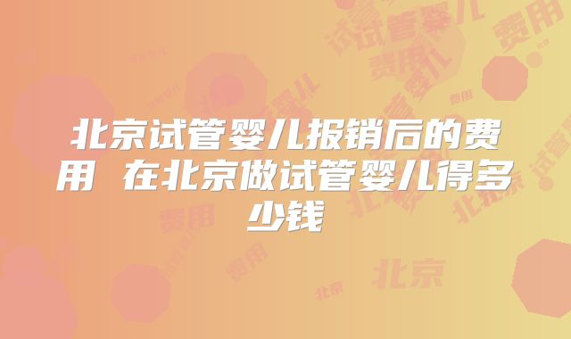 北京试管婴儿报销后的费用 在北京做试管婴儿得多少钱
