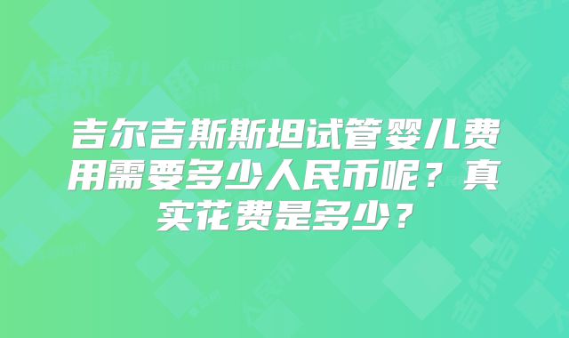吉尔吉斯斯坦试管婴儿费用需要多少人民币呢?真实花费是多少?