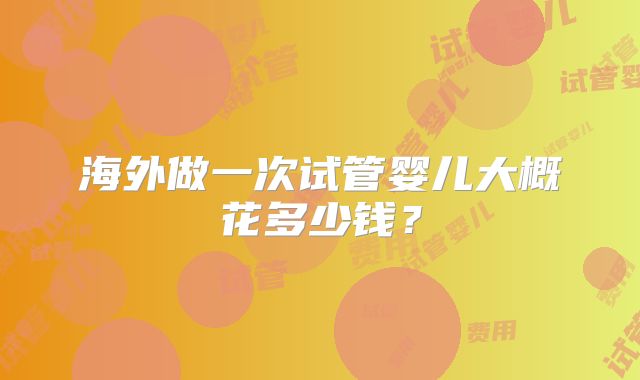 海外做一次试管婴儿大概花多少钱?