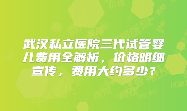 武汉私立医院三代试管婴儿费用全解析，价格明细宣传，费用大约多少？