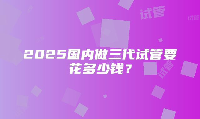 2025国内做三代试管要花多少钱？