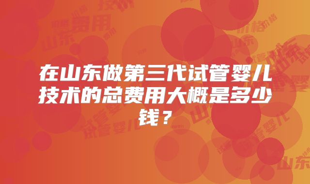 在山东做第三代试管婴儿技术的总费用大概是多少钱？