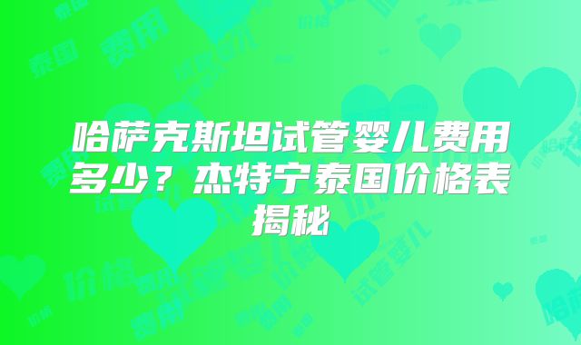 哈萨克斯坦试管婴儿费用多少?杰特宁泰国价格表揭秘