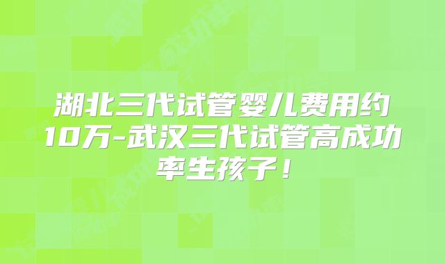 湖北三代试管婴儿费用约10万-武汉三代试管高成功率生孩子！