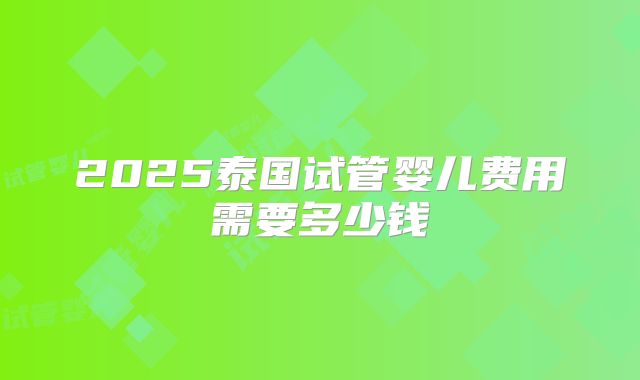 2025泰国试管婴儿费用需要多少钱