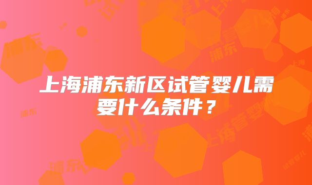 上海浦东新区试管婴儿需要什么条件?