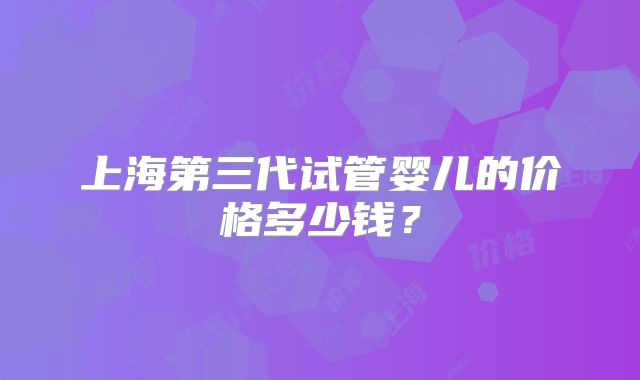 上海第三代试管婴儿的价格多少钱？