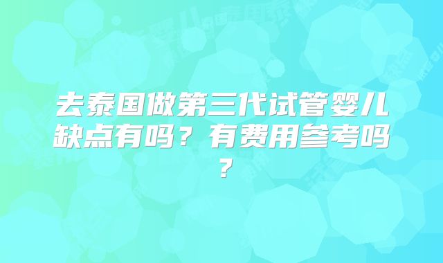 去泰国做第三代试管婴儿缺点有吗？有费用参考吗？