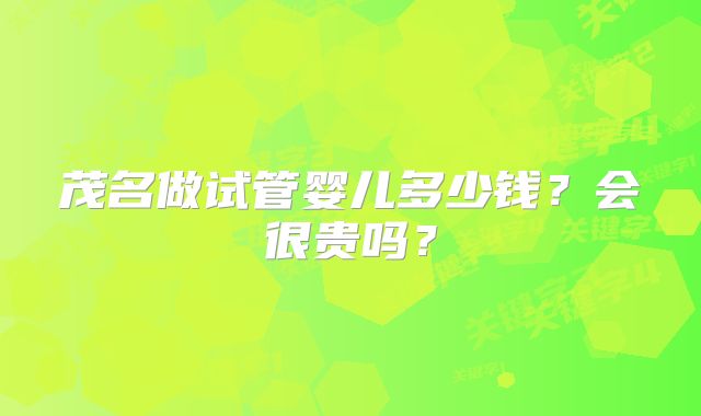 茂名做试管婴儿多少钱？会很贵吗？