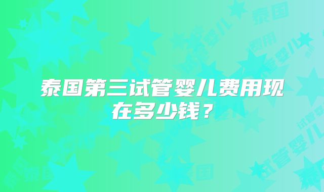 泰国第三试管婴儿费用现在多少钱？