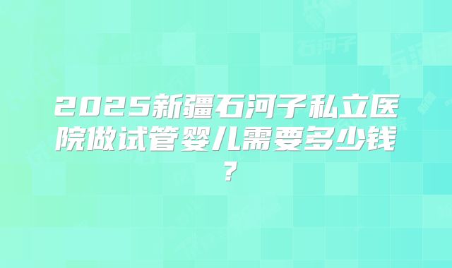 2025新疆石河子私立医院做试管婴儿需要多少钱？