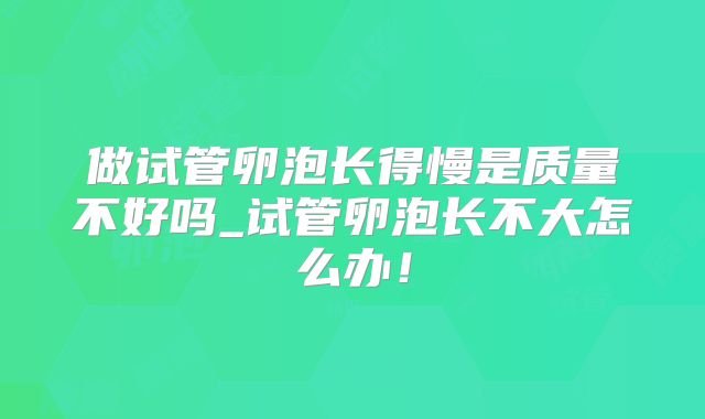 做试管卵泡长得慢是质量不好吗_试管卵泡长不大怎么办!