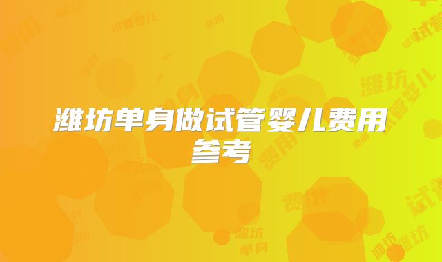 潍坊单身做试管婴儿费用参考