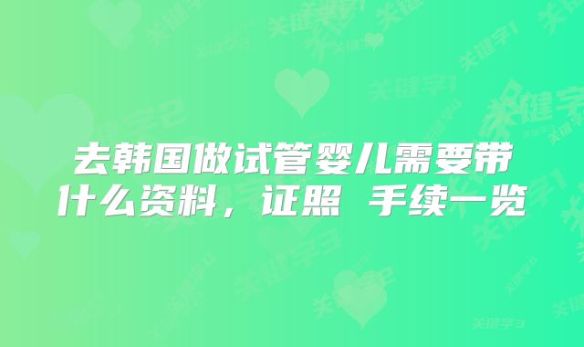 去韩国做试管婴儿需要带什么资料，证照 手续一览