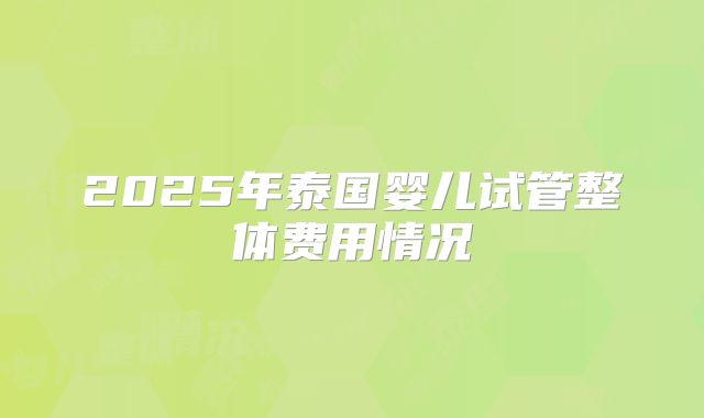 2025年泰国婴儿试管整体费用情况