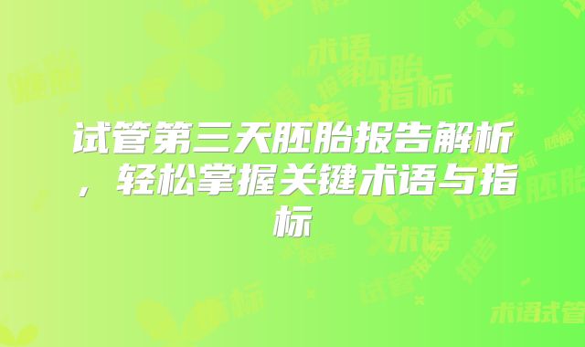 试管第三天胚胎报告解析，轻松掌握关键术语与指标