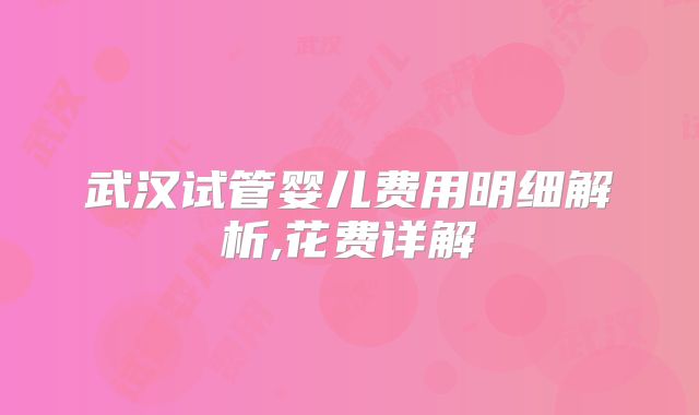 武汉试管婴儿费用明细解析,花费详解