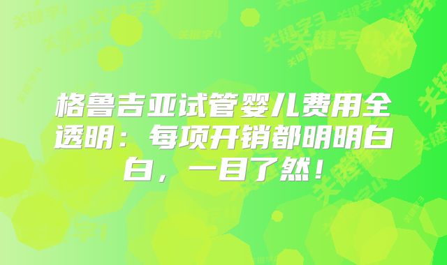 格鲁吉亚试管婴儿费用全透明：每项开销都明明白白，一目了然！