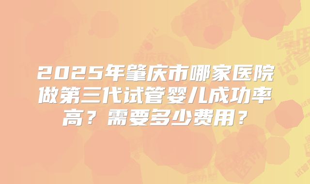 2025年肇庆市哪家医院做第三代试管婴儿成功率高？需要多少费用？