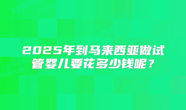 2025年到马来西亚做试管婴儿要花多少钱呢？