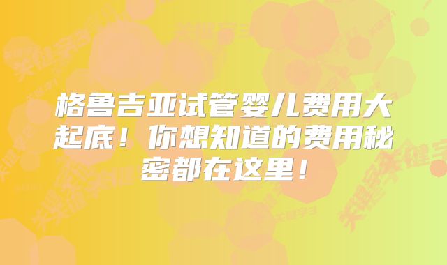 格鲁吉亚试管婴儿费用大起底!你想知道的费用秘密都在这里!