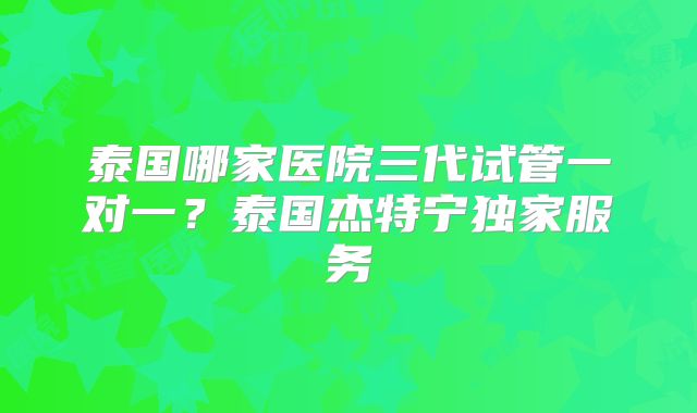 泰国哪家医院三代试管一对一？泰国杰特宁独家服务