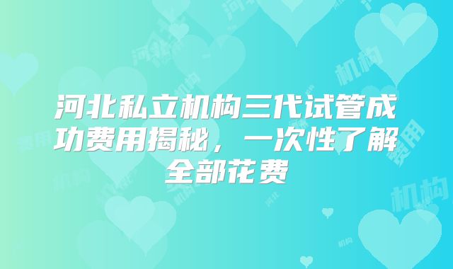 河北私立机构三代试管成功费用揭秘，一次性了解全部花费