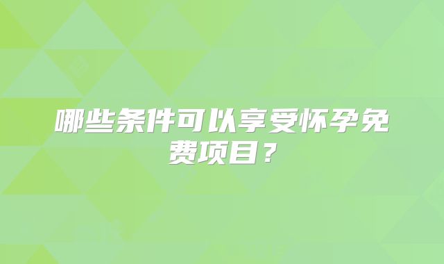 哪些条件可以享受怀孕免费项目?