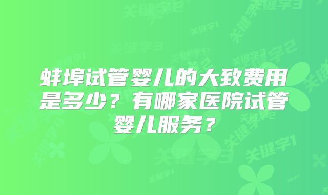 蚌埠试管婴儿的大致费用是多少？有哪家医院试管婴儿服务？