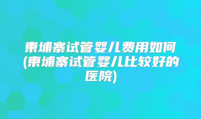 柬埔寨试管婴儿费用如何(柬埔寨试管婴儿比较好的医院)