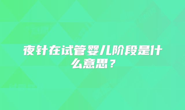夜针在试管婴儿阶段是什么意思？