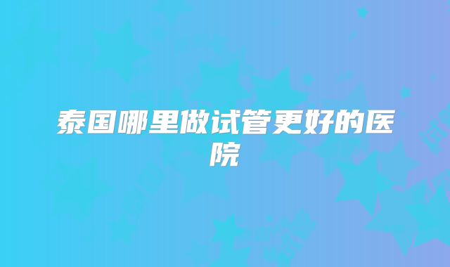 泰国哪里做试管更好的医院