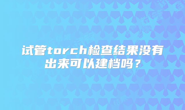 试管torch检查结果没有出来可以建档吗?