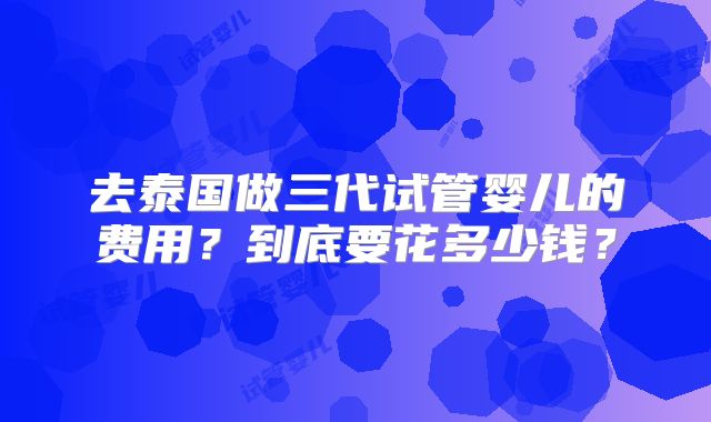 去泰国做三代试管婴儿的费用？到底要花多少钱？