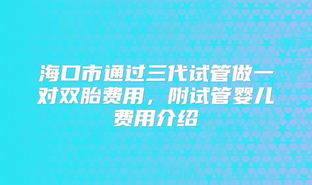海口市通过三代试管做一对双胎费用，附试管婴儿费用介绍