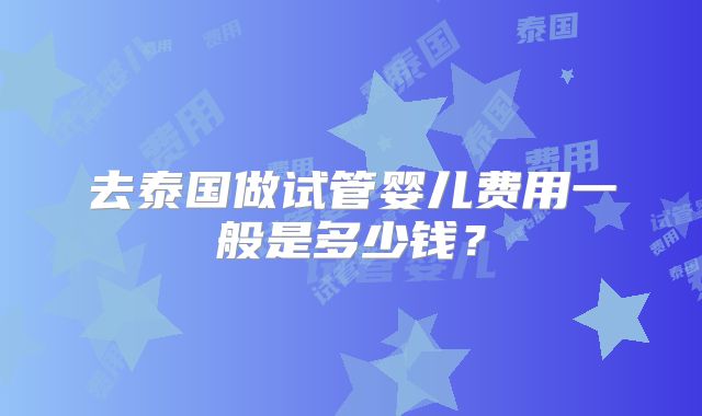 去泰国做试管婴儿费用一般是多少钱？